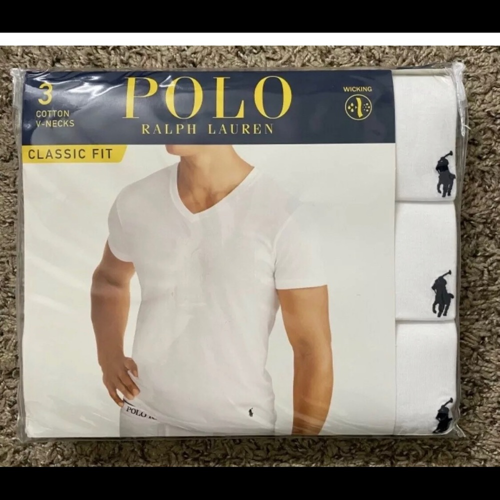 Ralph Lauren Polo 3 pack White Classic V-Neck Tee